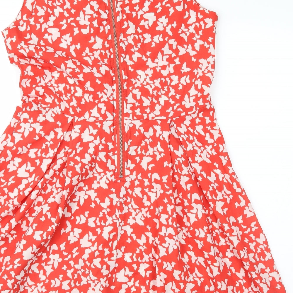 Preworn Womens Red Geometric Fit & Flare Size 12