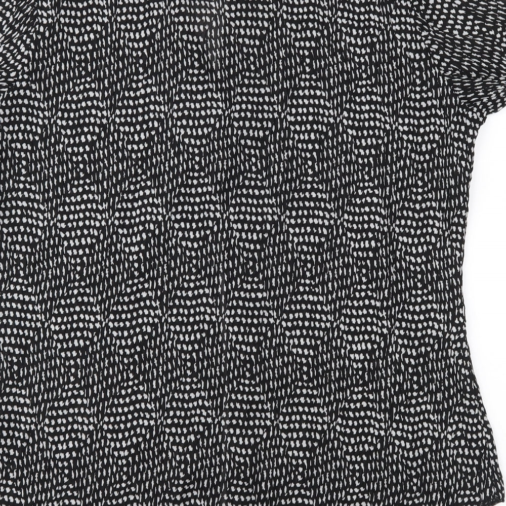 Bonmarché Womens Black Geometric Basic Blouse Size 14