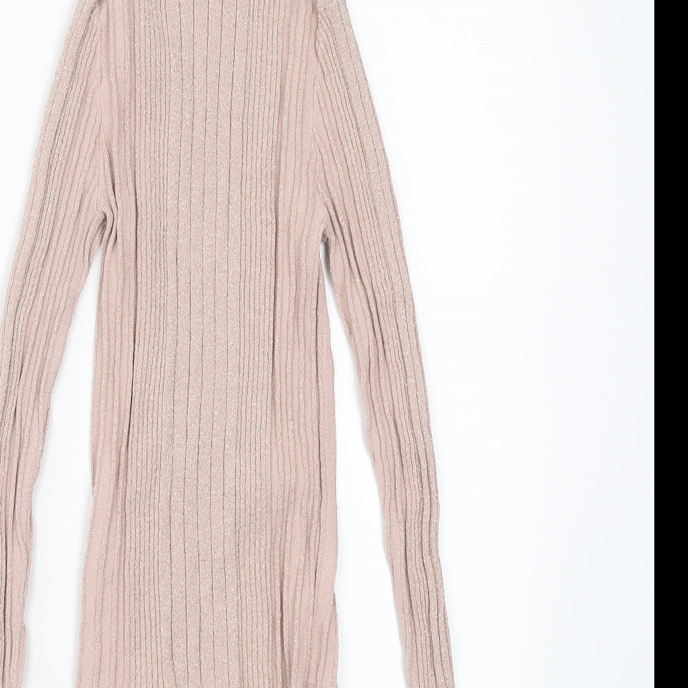 New Look Womens Pink Striped Pullover Jumper Size 8 - stretch fabric