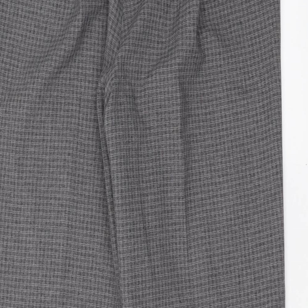 Bonmarché Womens Grey Check Trousers Size 12 L27 in