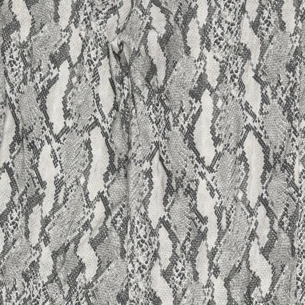 H&M Womens Grey Animal Print Trousers Size 8 L29 in - Snake Print