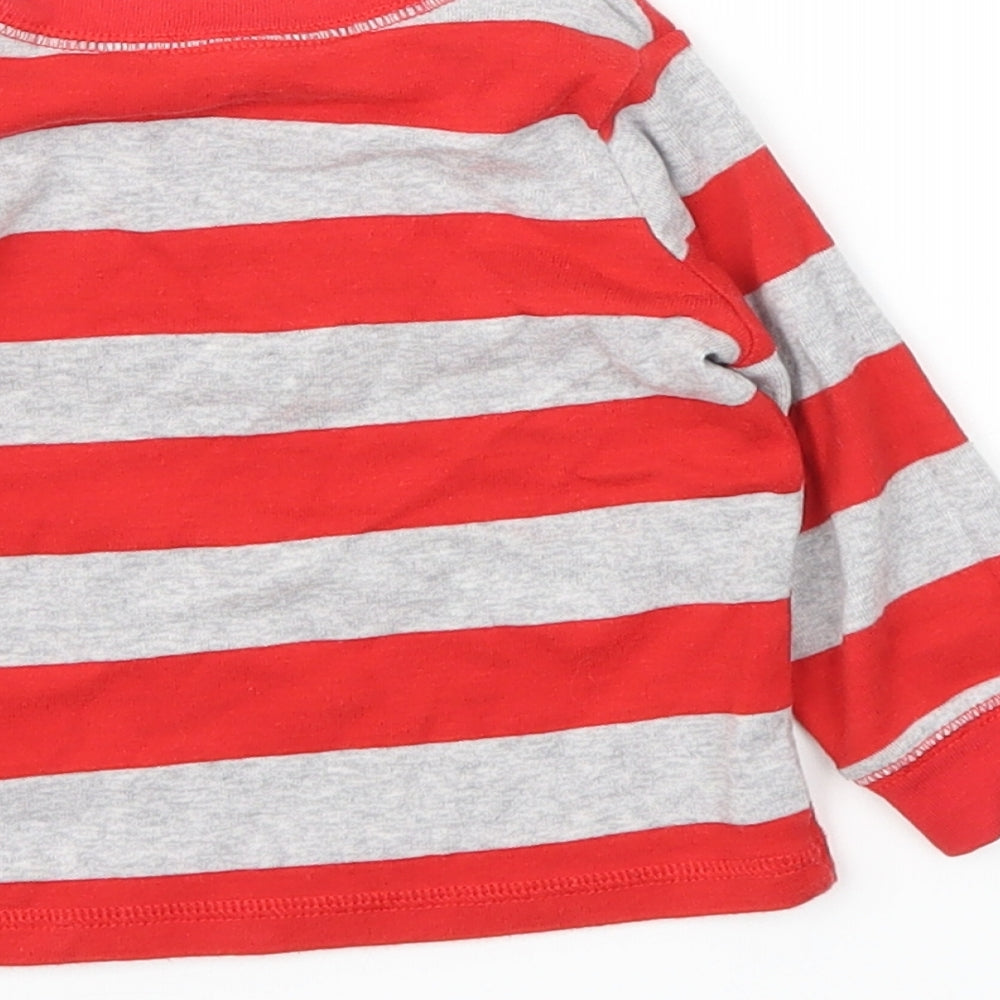 Preworn Boys Red Striped Basic T-Shirt Size 12 Months