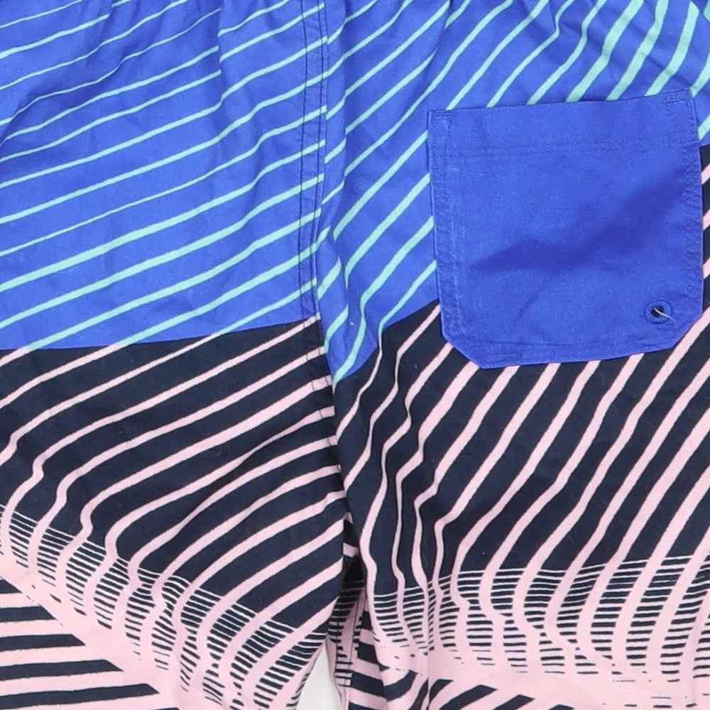 Preworn Mens Blue Striped Bermuda Shorts Size 26 in - Pink