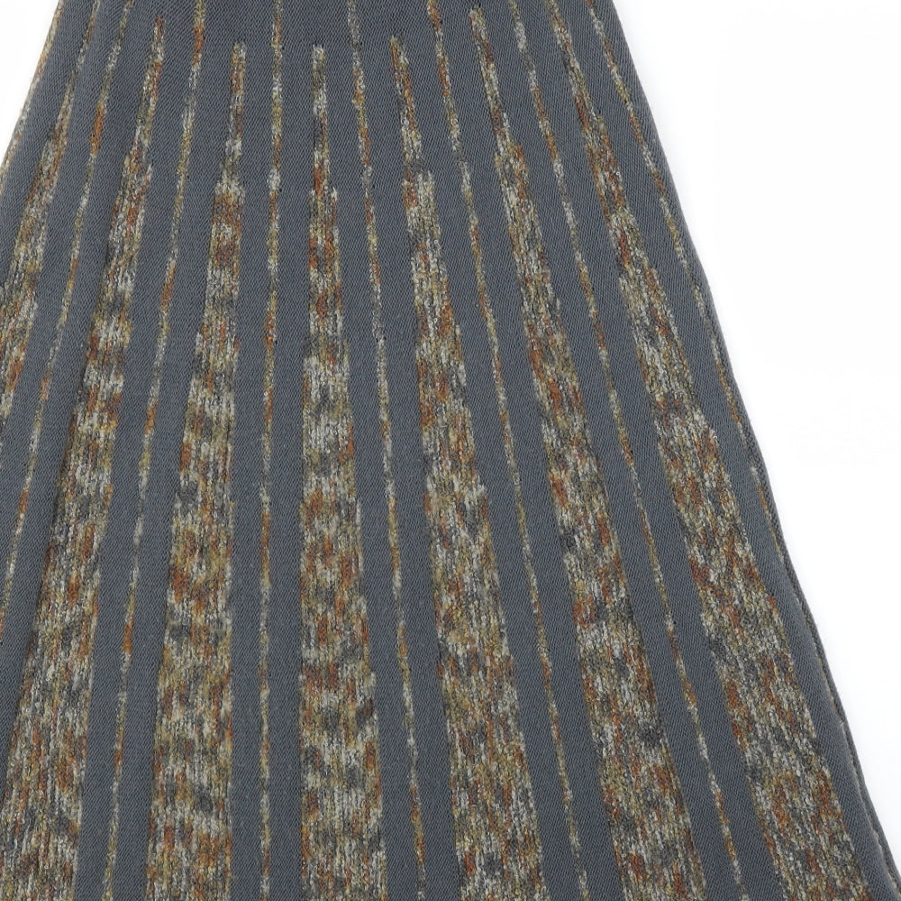 Preworn Womens Grey Striped A-Line Skirt Size 10