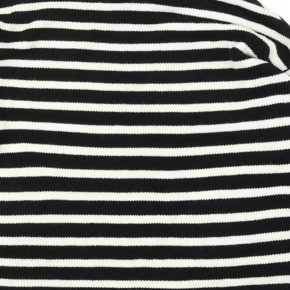 Original Knitwear Womens Black Striped Pullover Jumper Size M