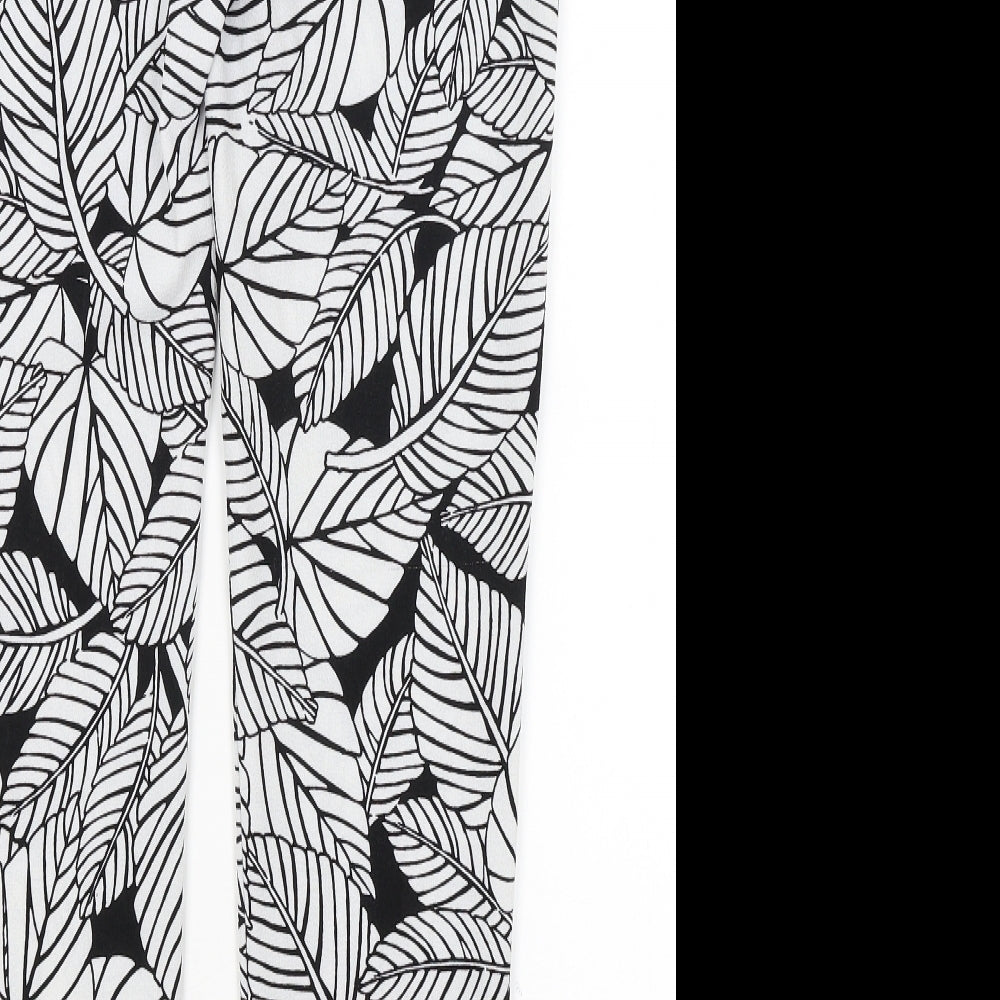 Atmosphere Womens White Floral Trousers Size 6 L27 in