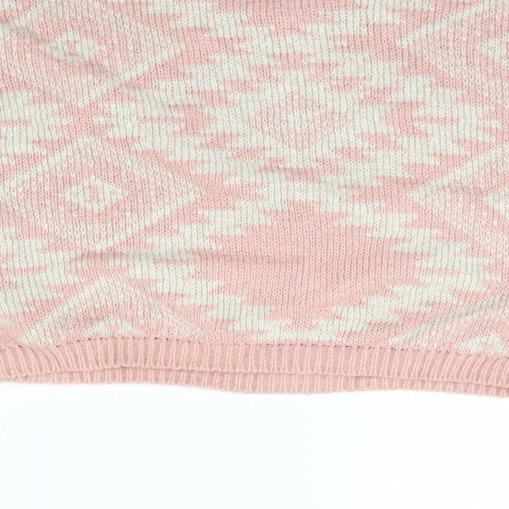 New Look Womens Pink Geometric Pullover Jumper Size 12
