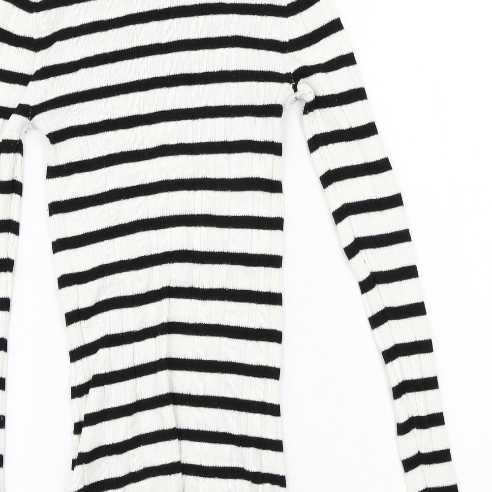 Atmosphere Womens White Striped Basic T-Shirt Size S
