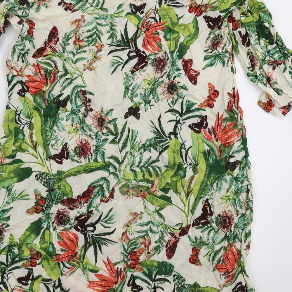 H&M Womens White Floral Mini Size 10