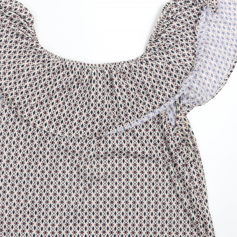 H&M Womens Multicoloured Geometric Basic T-Shirt Size S