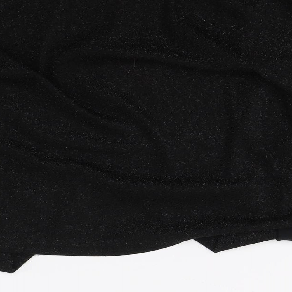 WOW Womens Black Wrap Blouse Size 2XS