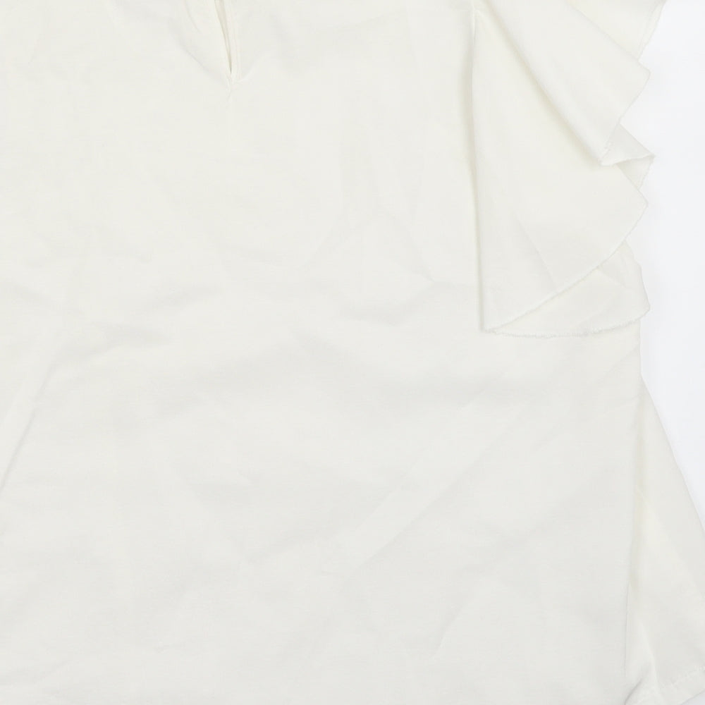 SOFT GREY Womens White Basic Blouse Size 16