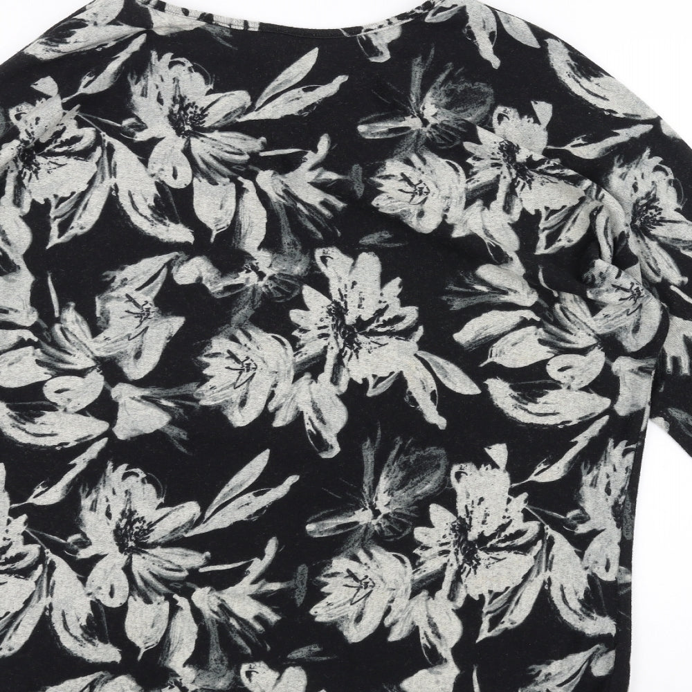 Stella Womens Black Floral Pullover Jumper Size 12