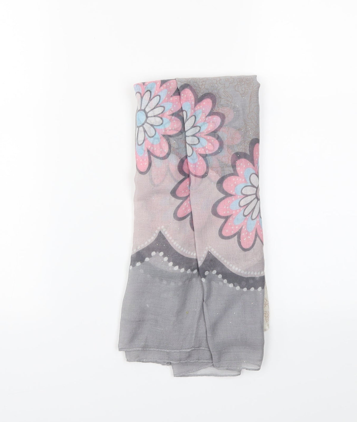 Preworn Womens Grey Floral Shawl/Wrap