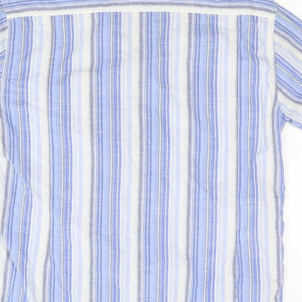 Lee Cooper Mens Blue Striped Button-Up Size L