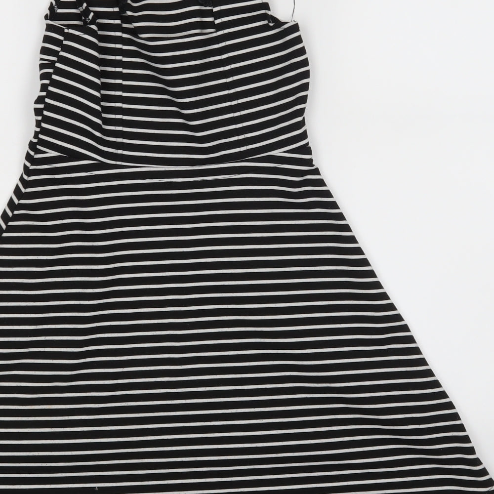 YD Girls Black Striped A-Line Size 8-9 Years