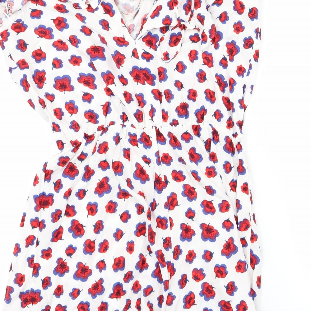 George Womens White Floral Bodysuit One-Piece Size 10