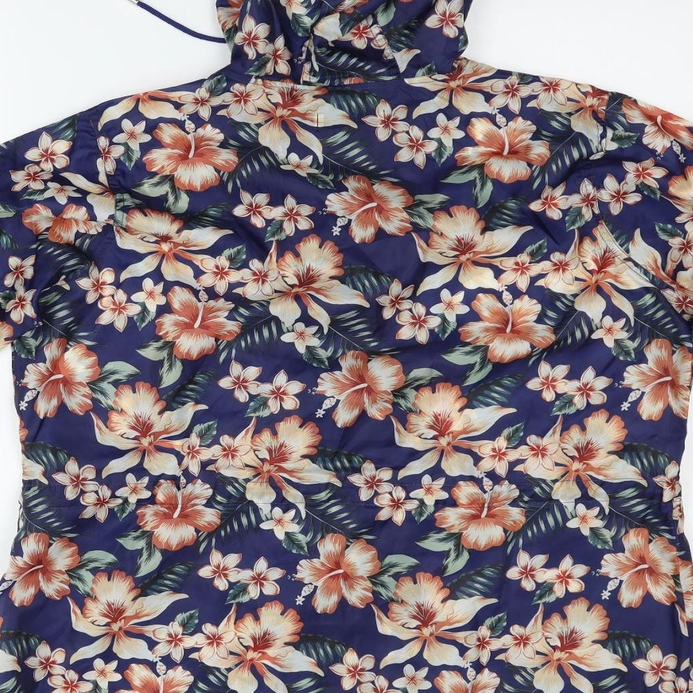 Intuition Womens Blue Floral Biker Coat Size M