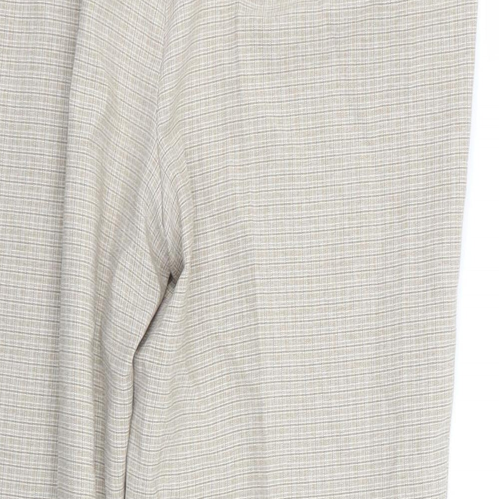 Marks & Spencer Womens Beige Check Trousers Size 14 L25 in