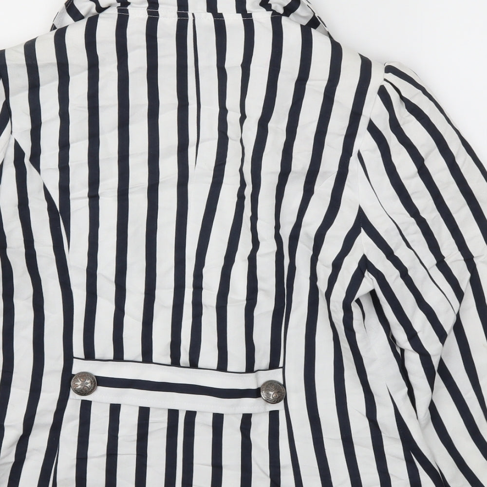 Zuppe Womens Blue Striped Jacket Blazer Size 12