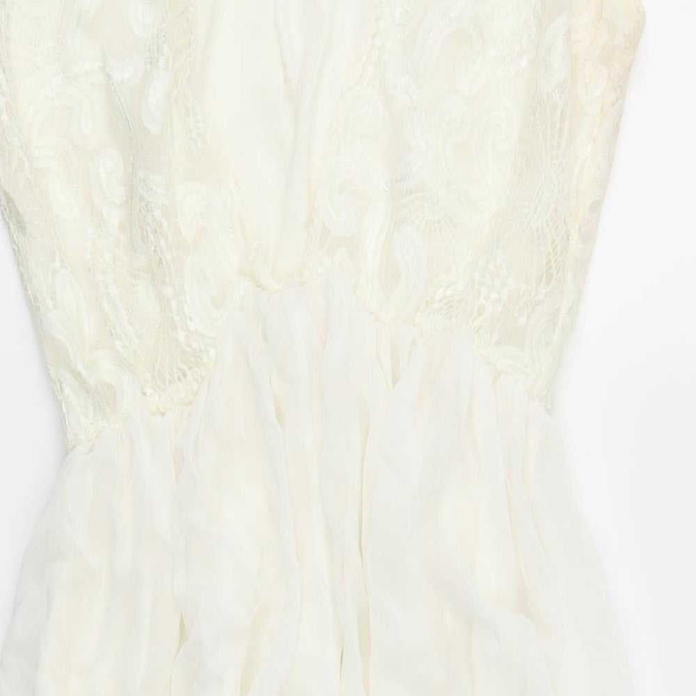 RIBBON Womens Ivory Fit & Flare Size 12