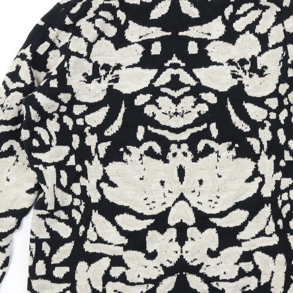 Papaya Womens Black Geometric Pullover Jumper Size M - Sparkle