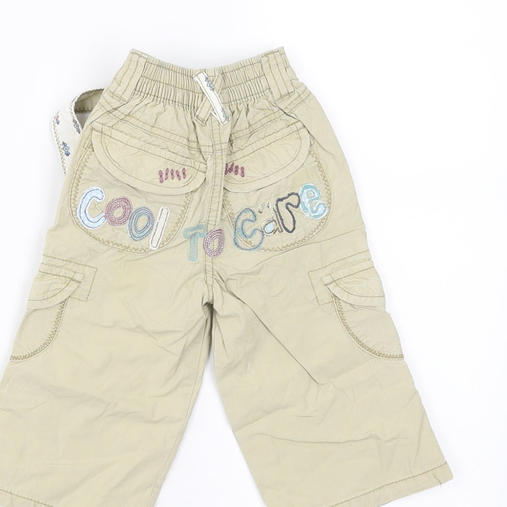 Next Girls Beige Trousers Size 9-12 Months - Embroidered detail