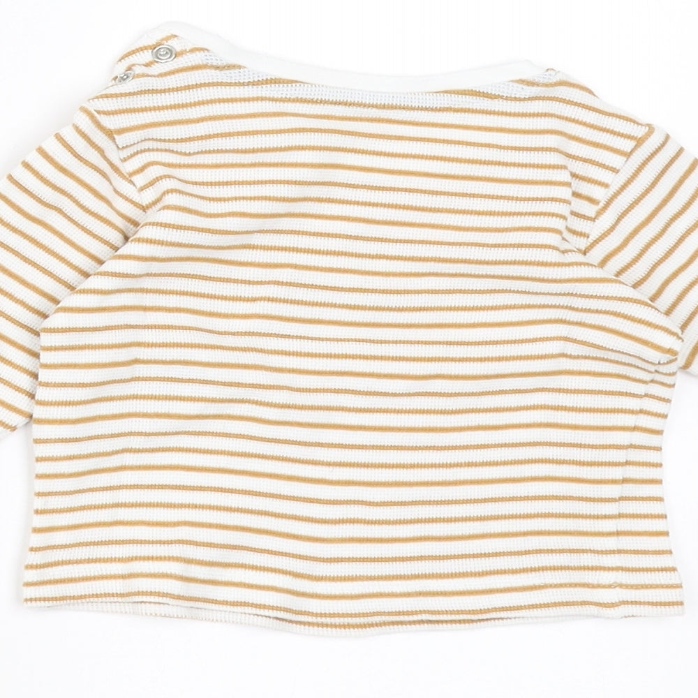Marks & Spencer Baby Beige Striped Basic T-Shirt Size 3-6 Months