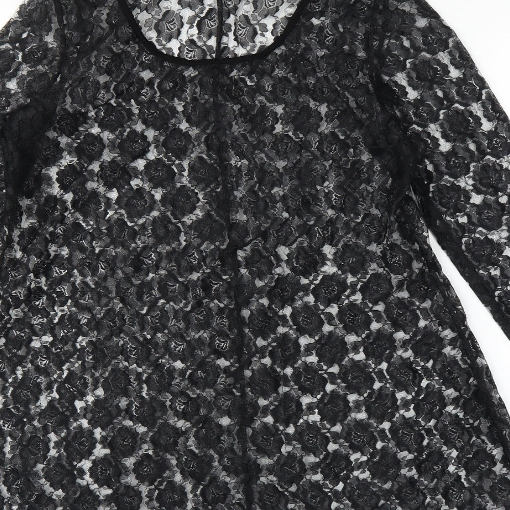 Saloos Womens Black Floral Tunic Blouse Size M