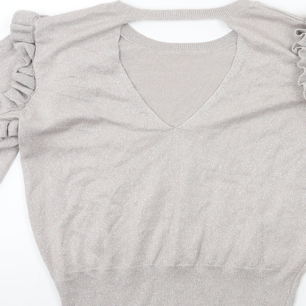 George Womens Silver Knit Pullover Jumper Size 10