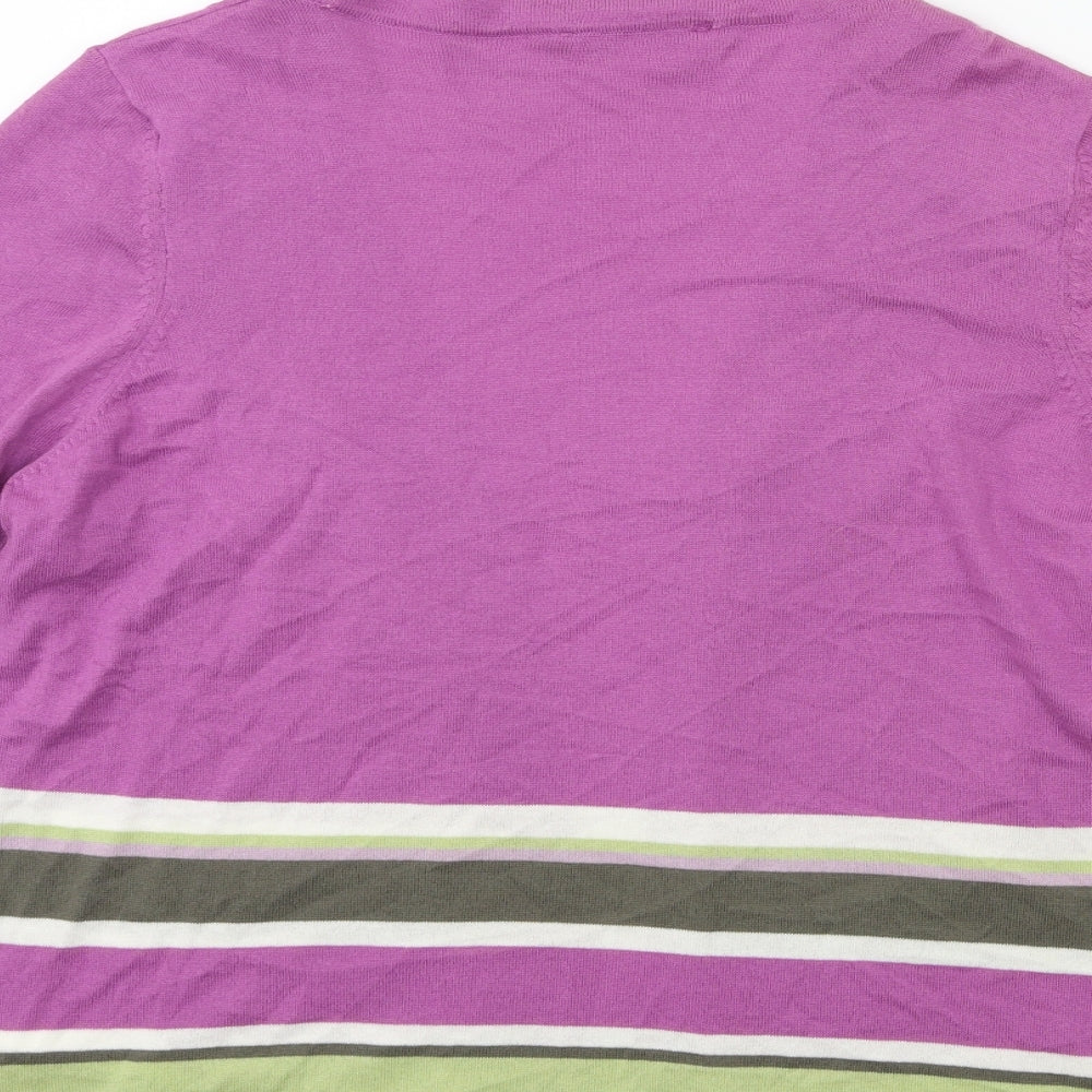 Marks & Spencer Womens Purple Striped Knit Cardigan Jumper Size 10
