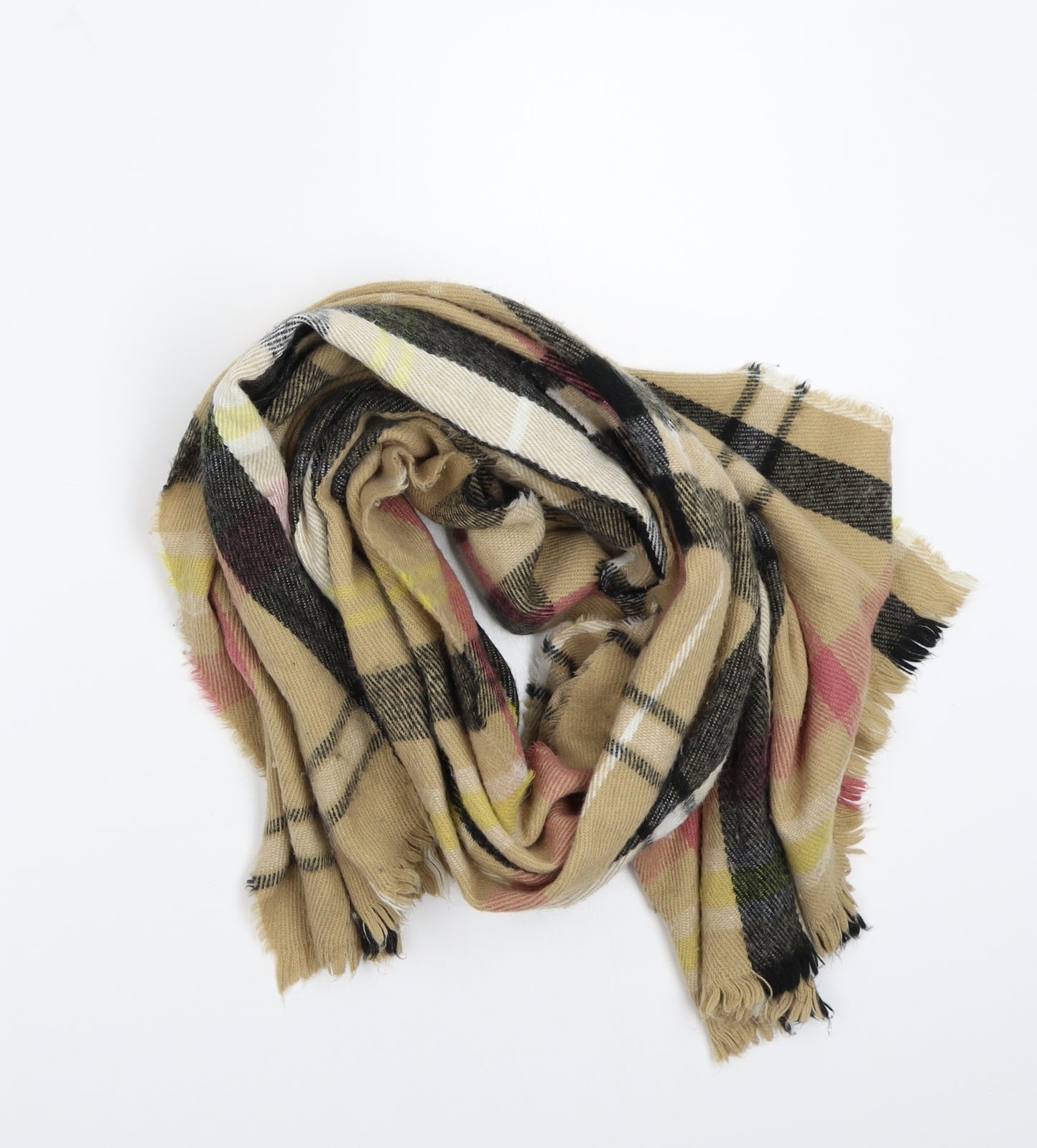 Preworn Womens Beige Check Scarf