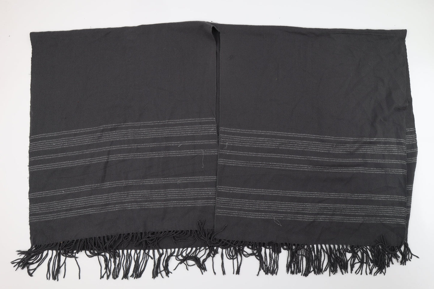 Preworn Womens Grey Striped Knit Shawl/Wrap