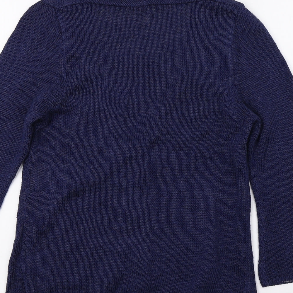 Marks & Spencer Womens Blue Striped Knit Pullover Jumper Size 8