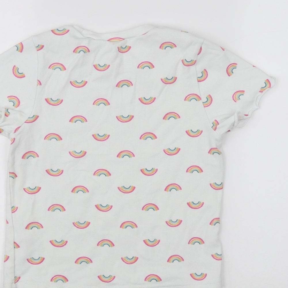 Primark Girls White Basic T-Shirt Size S - Rainbow
