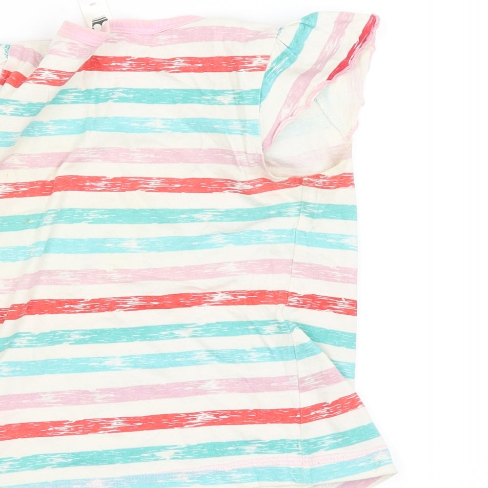 royal blue adventure Girls White Striped Basic T-Shirt Size 4-5 Years