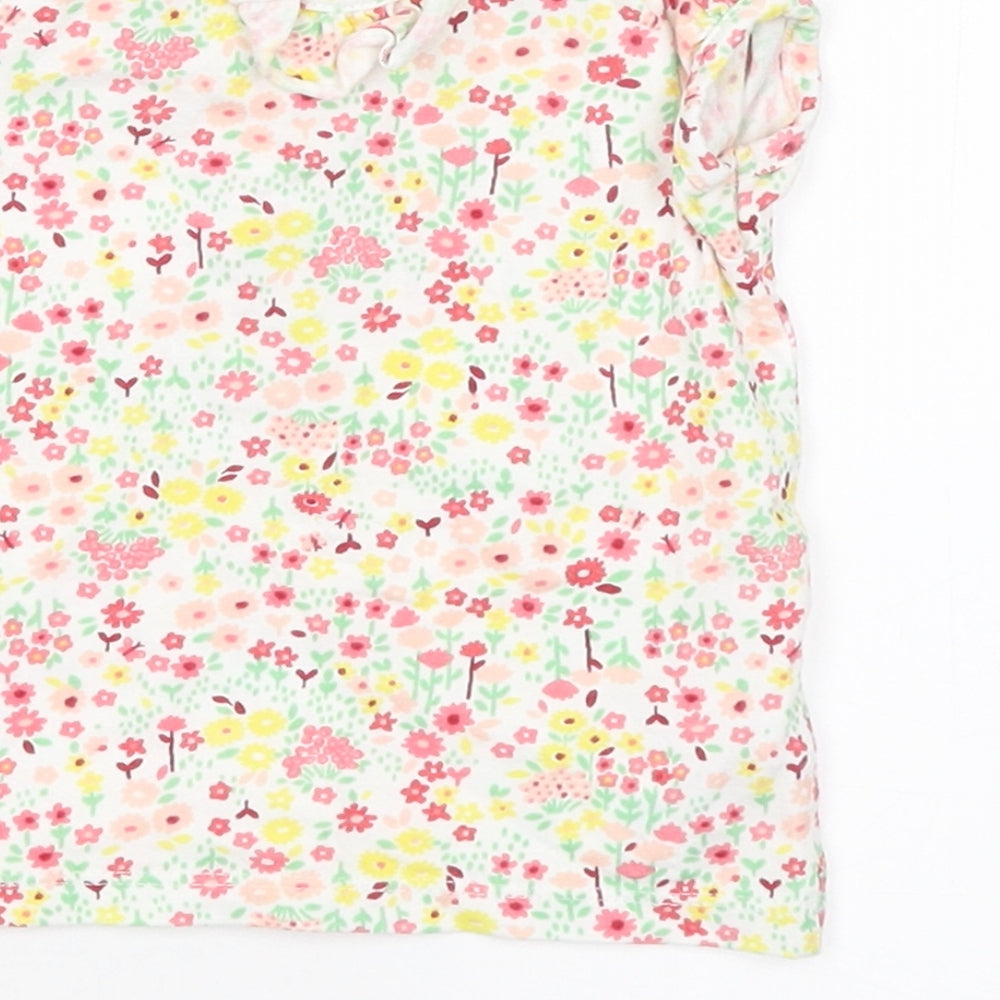 Nutmeg Girls White Floral Basic T-Shirt Size 3-6 Months