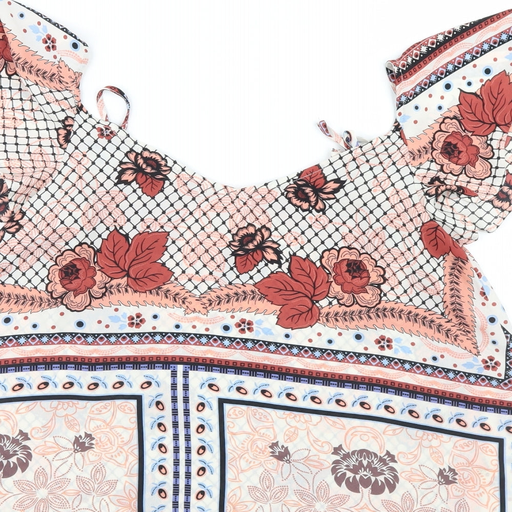 Topshop Womens Multicoloured Floral Basic Blouse Size 8