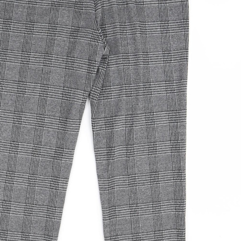 m7s Womens Black Check Trousers Size 18 L30 in