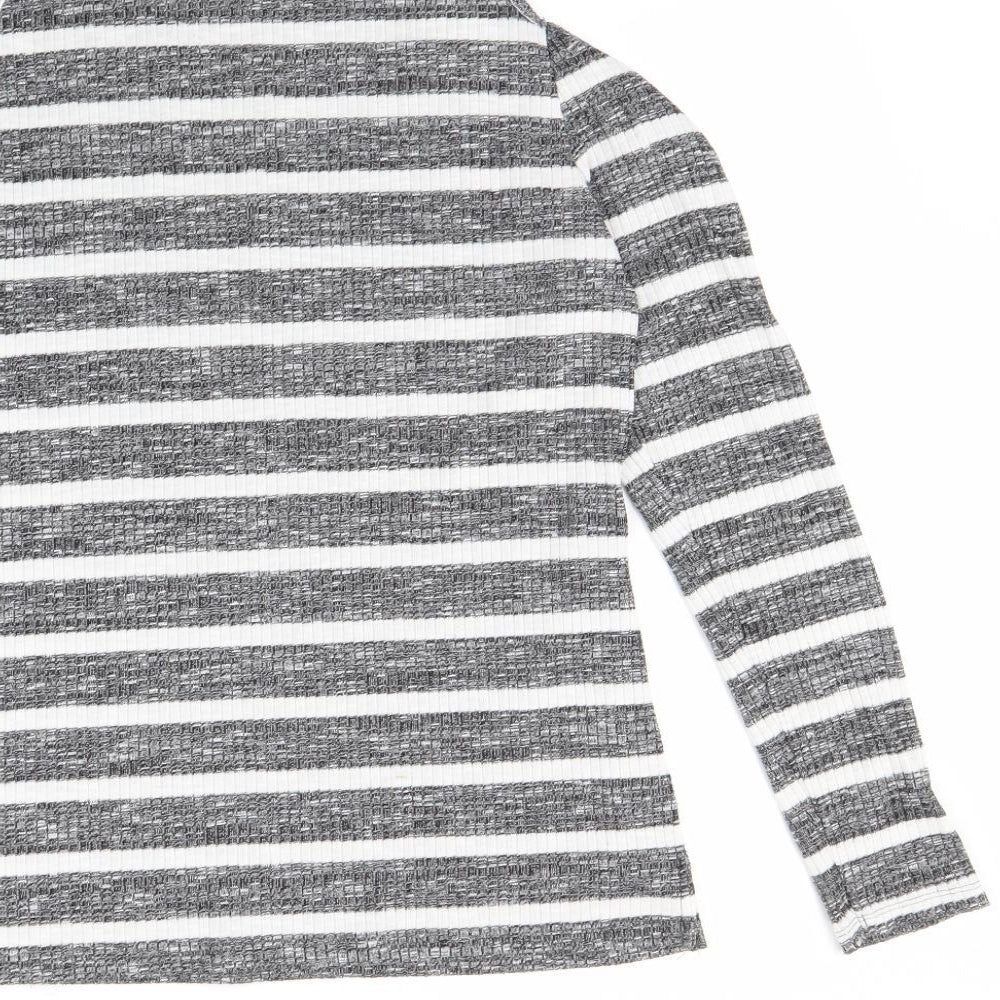 Papaya Womens Black Striped Pullover Jumper Size 16