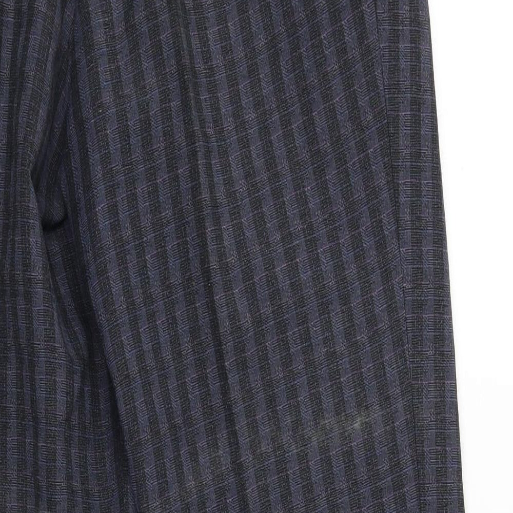 Steel Mens Blue Plaid Chino Trousers One Size L28 in