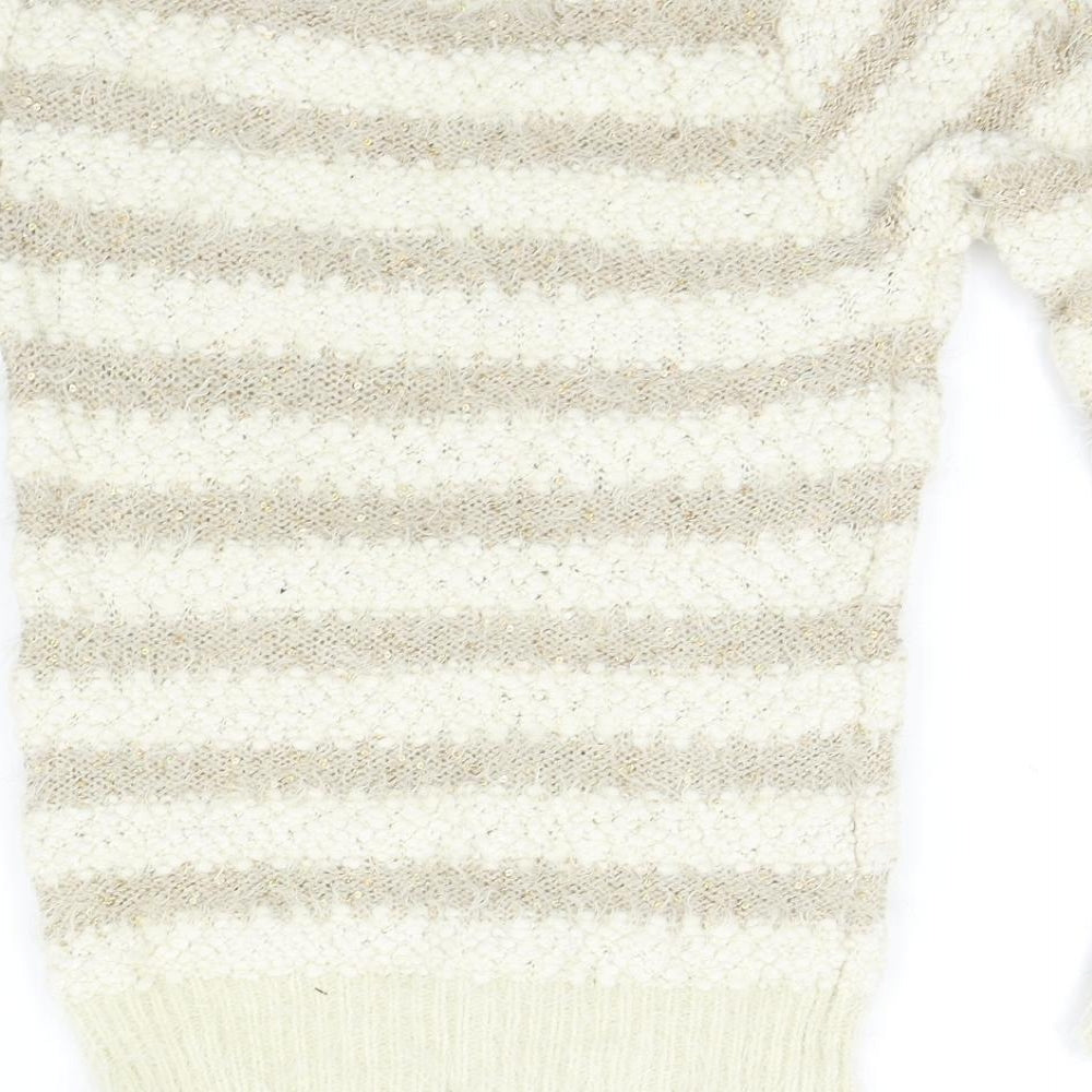 Katsumi Womens Beige Striped Pullover Jumper Size S