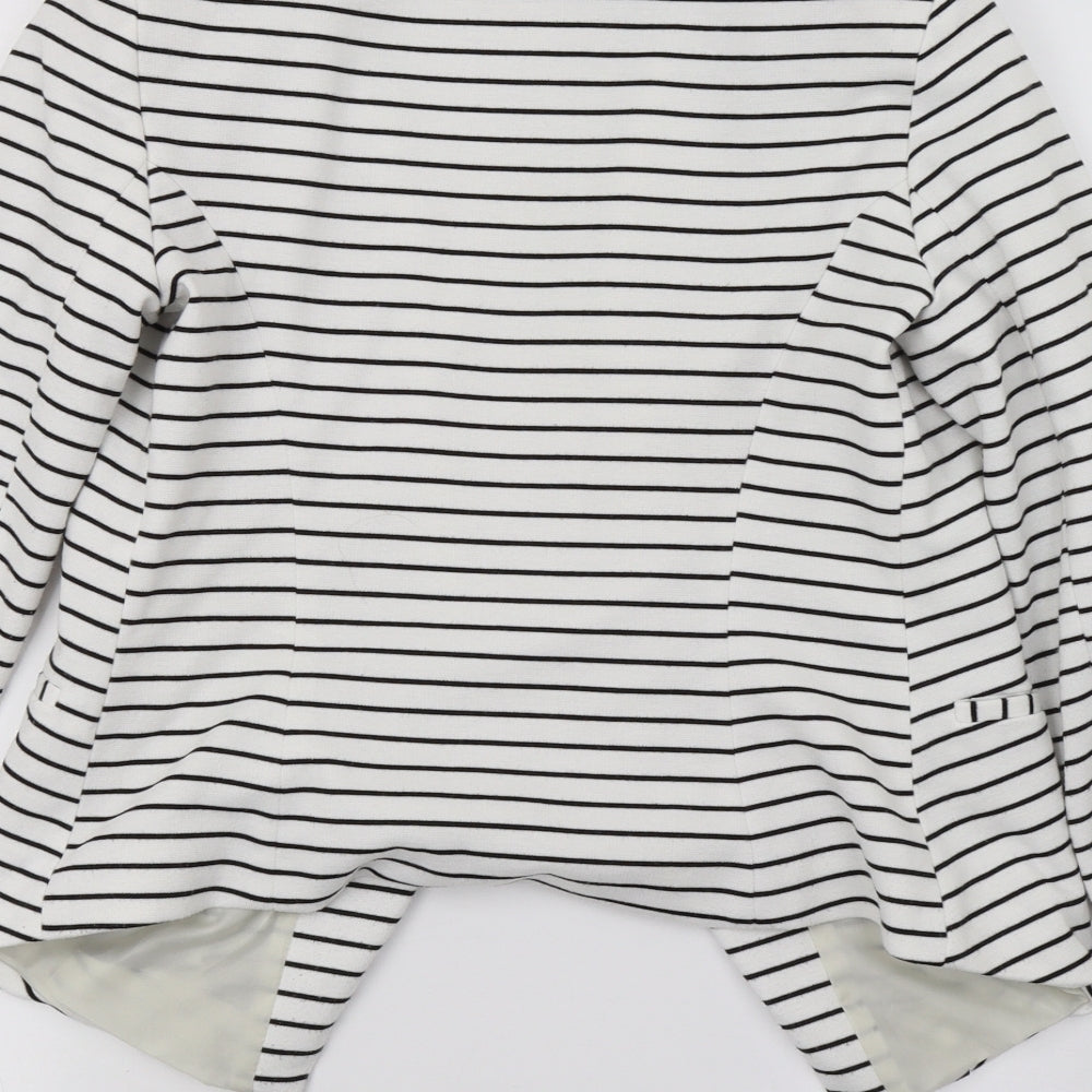 New Look Womens White Striped Jacket Blazer Size 10