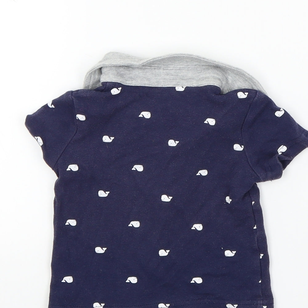 George Baby Blue Colourblock Basic T-Shirt Size 6-9 Months