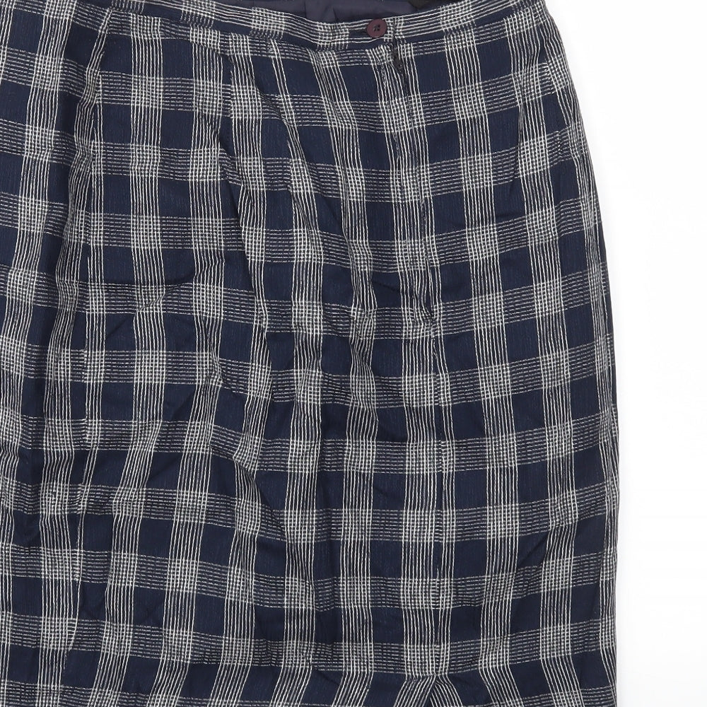 debanams Womens Blue Check Flare Skirt Size 16