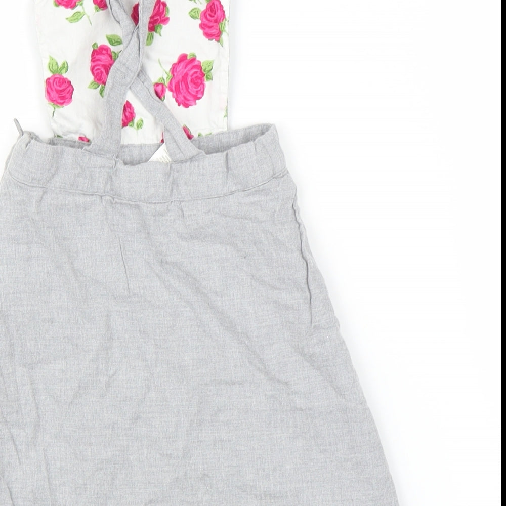 Janie and Jack Girls Grey Pinafore/Dungaree Dress Size 18-24 Months