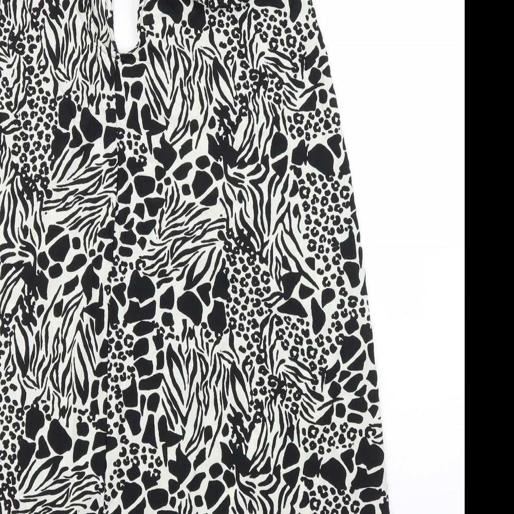 Pep&Co Womens Black Animal Print A-Line Size 8