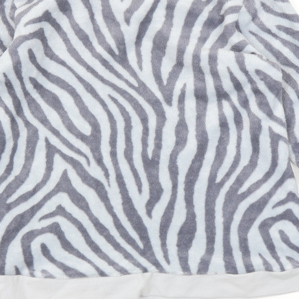 Avon Womens Grey Animal Print Fleece Top Pyjama Top Size S - Zebra print