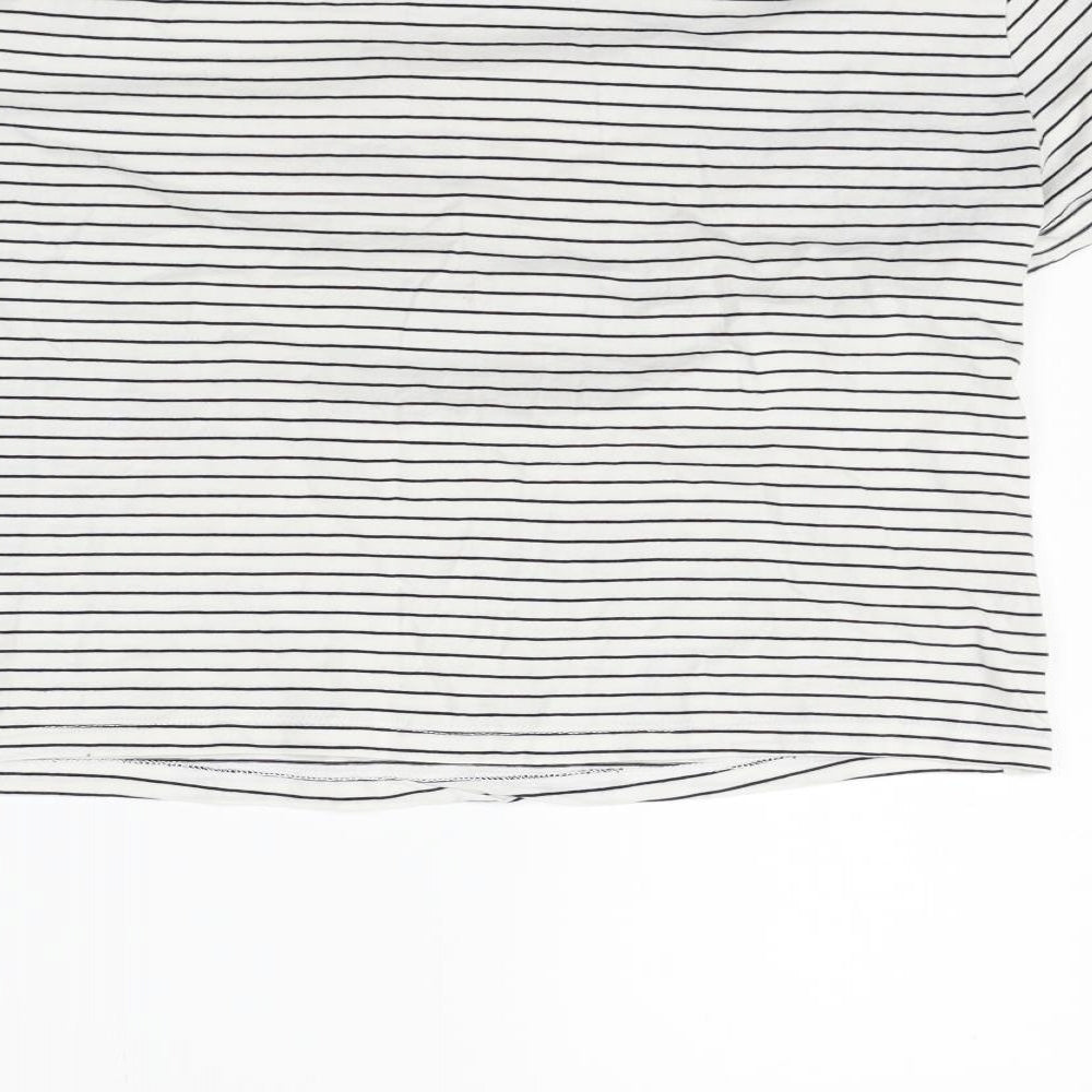 New Look Womens White Striped Basic Polo Size 12