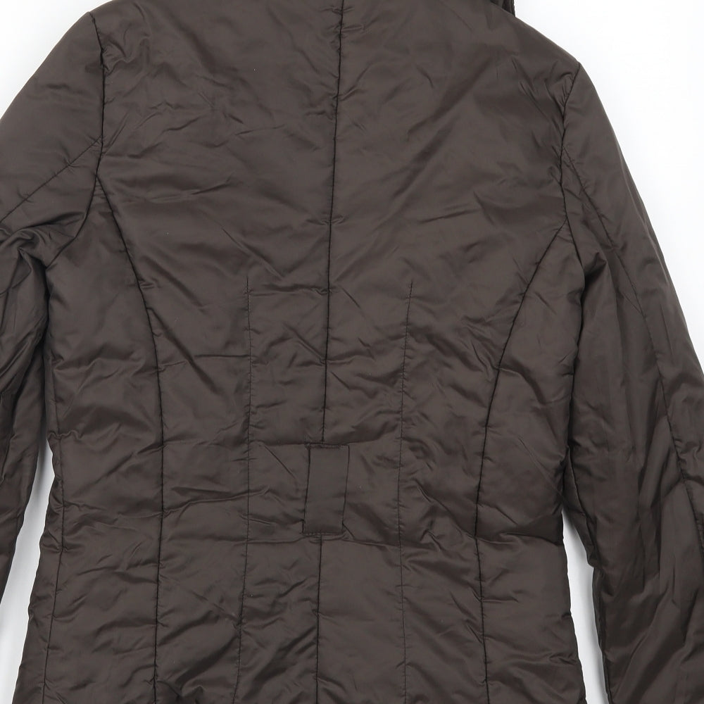 New Look Womens Brown Quilted Coat Size 10